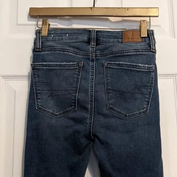 AEO High Rise Jeggings Distressed Denim Skinny Raw - Picture 6 of 8